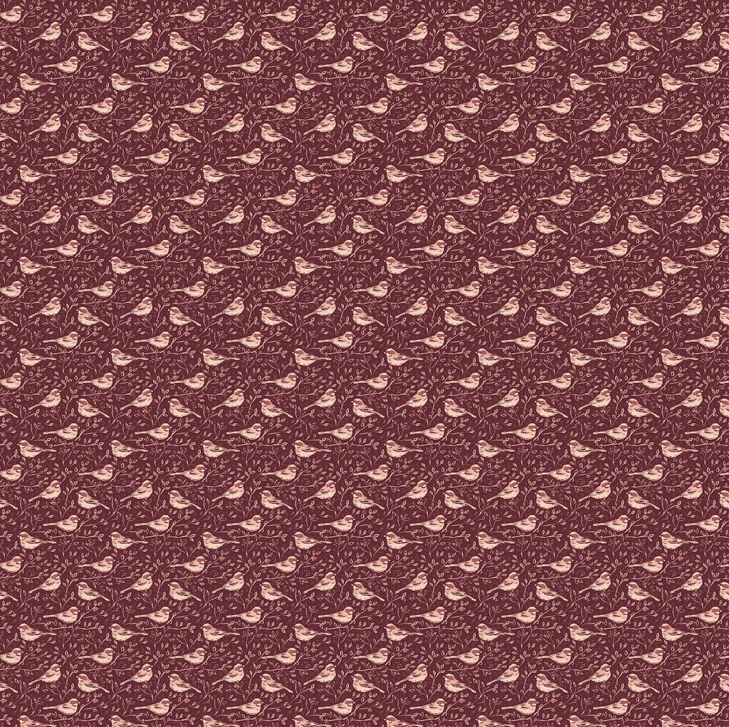 Blair Traditional Nature-Inspired Wallpaper in Burgundy and Beige