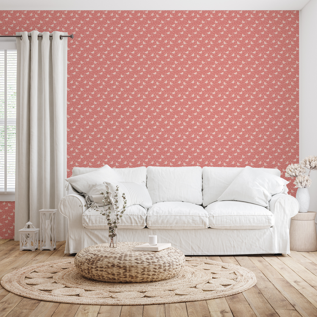 Blair Traditional Nature-Inspired Wallpaper in Burgundy and Beige