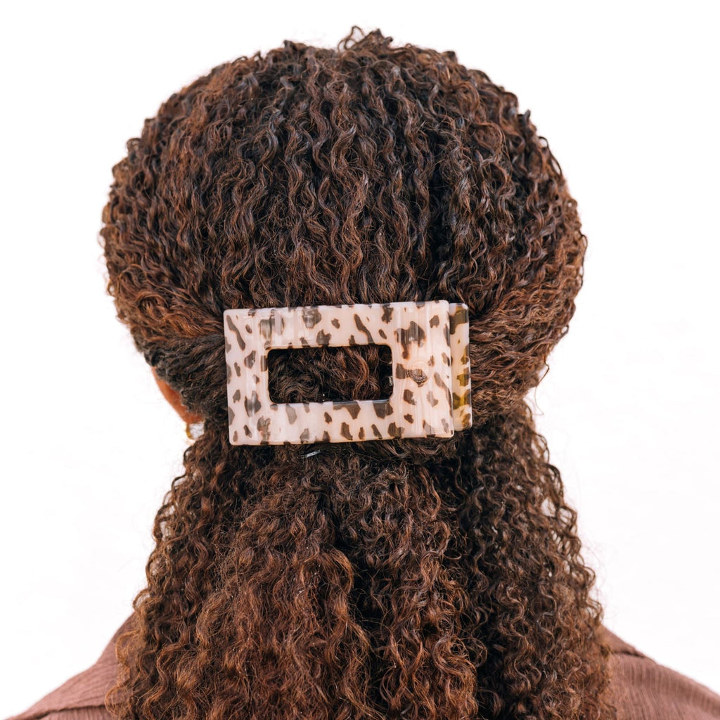 Blonde Tortoise Medium Flat Rectangle Hair Clip for Daily Wear