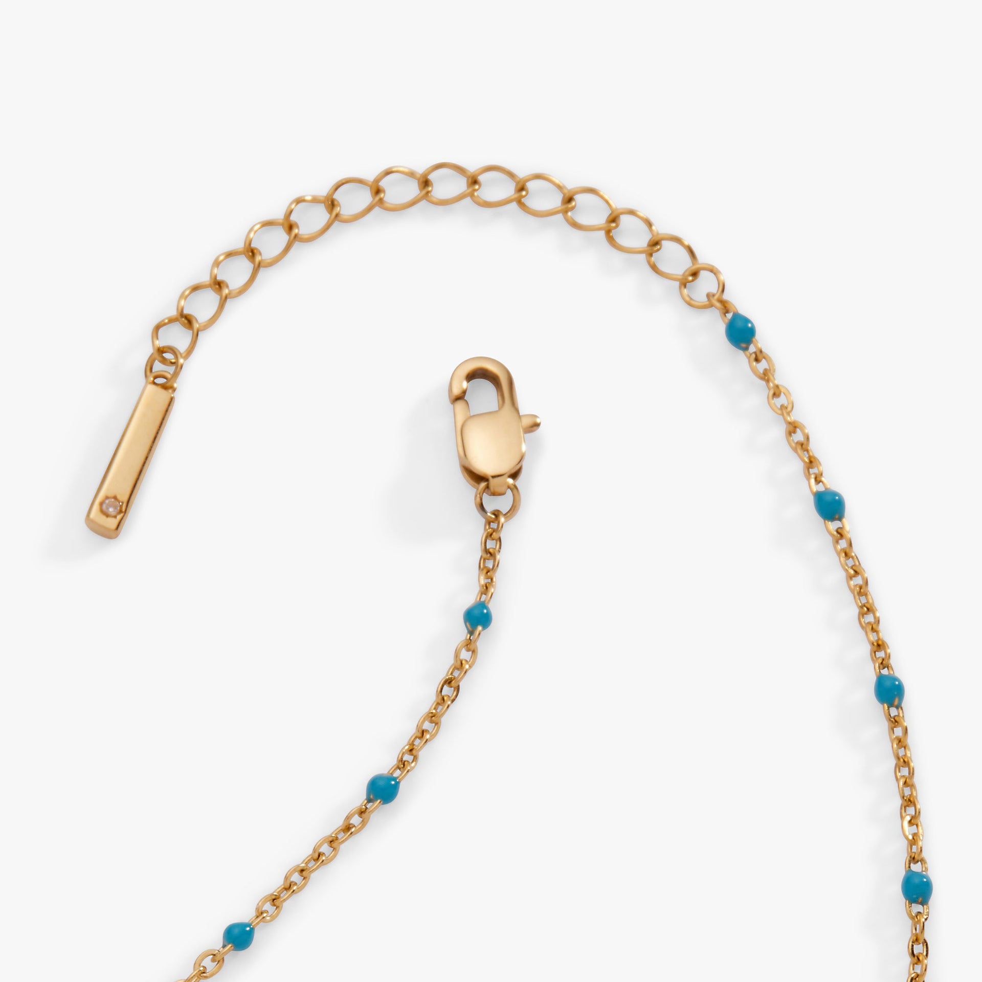 Turquoise Enameled Coin Station Anklet in Gold Plated Finish