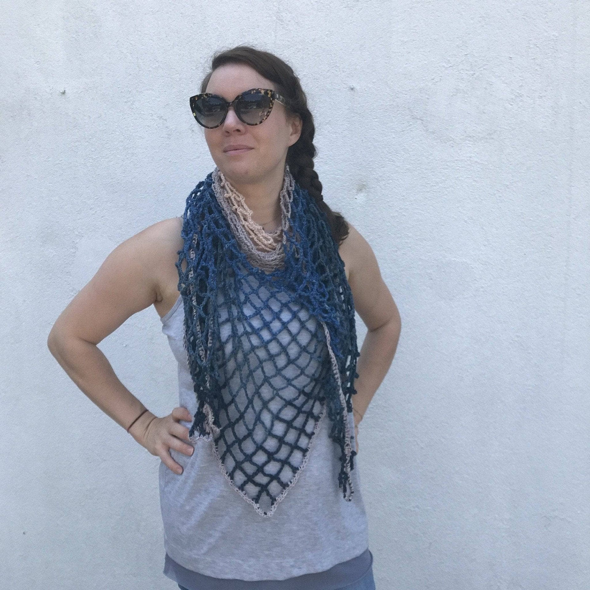 Blue Jay Lattice Shawl Crochet Kit with Ombre Yarn