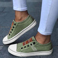 Blue Canvas Slip-On Flats: Comfortable Low-Cut Walking Sneakers