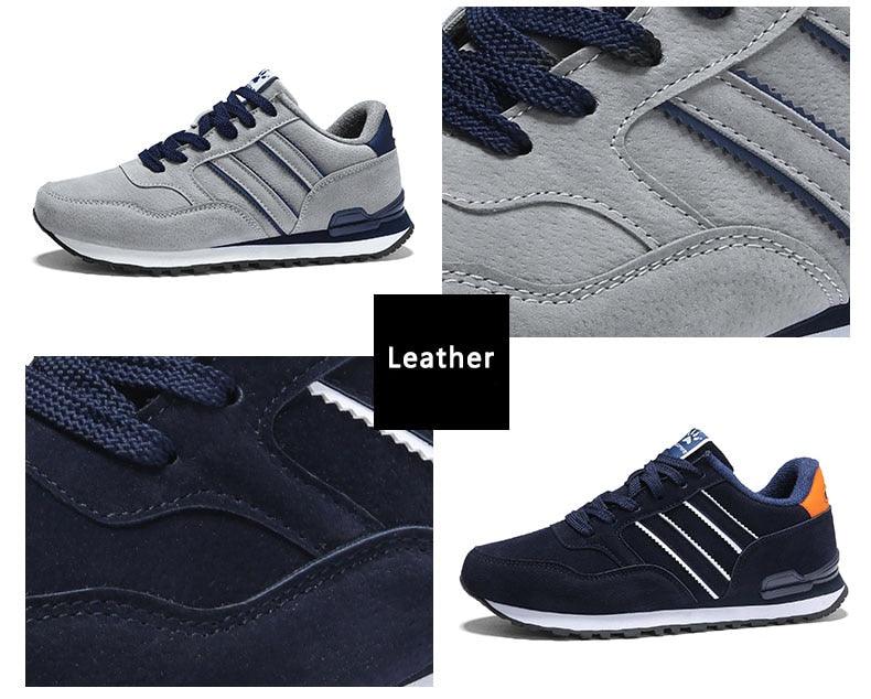 Men's Blue Casual Platform Sneakers Comfortable Faux Leather Flats