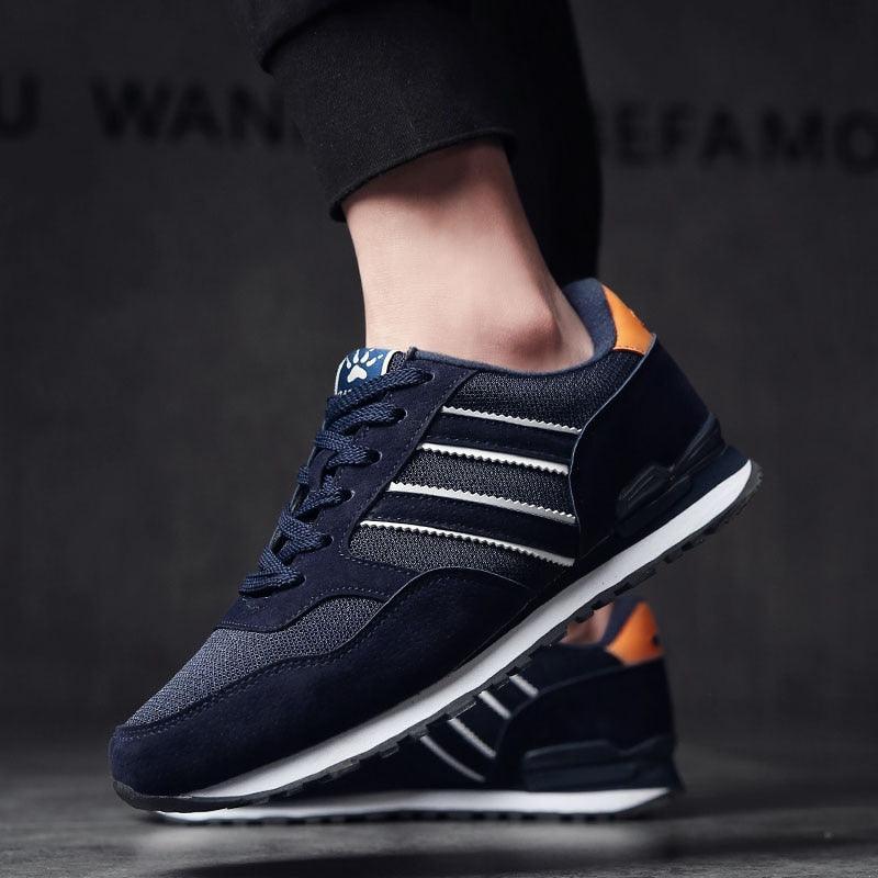 Men's Blue Casual Platform Sneakers Comfortable Faux Leather Flats