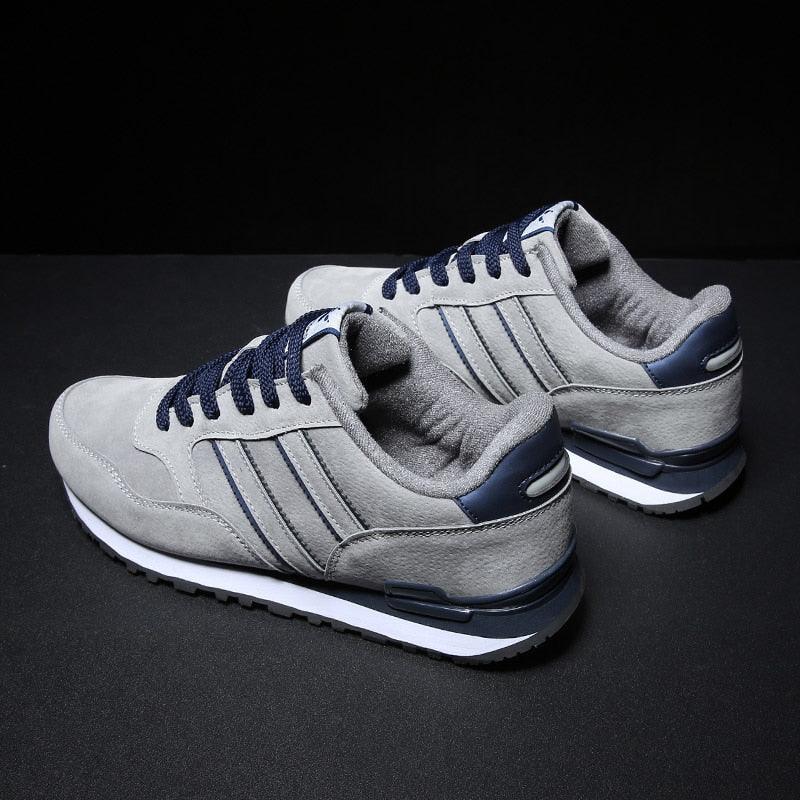 Men's Blue Casual Platform Sneakers Comfortable Faux Leather Flats