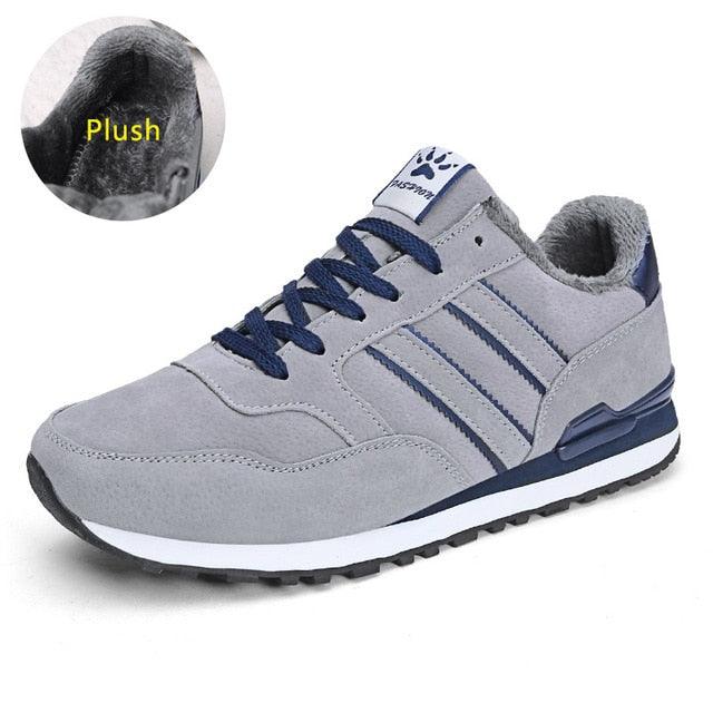 Men's Blue Casual Platform Sneakers Comfortable Faux Leather Flats