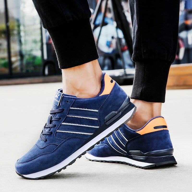 Stevvex men's blue artificial leather casual sneakers with platform sole