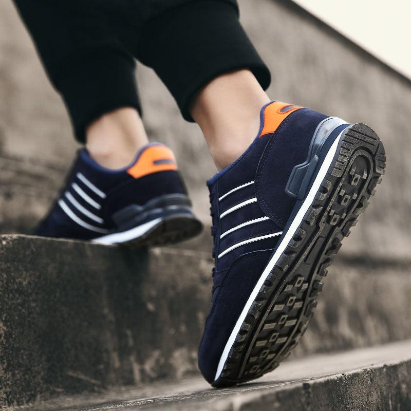 Men's Blue Casual Platform Sneakers Comfortable Faux Leather Flats