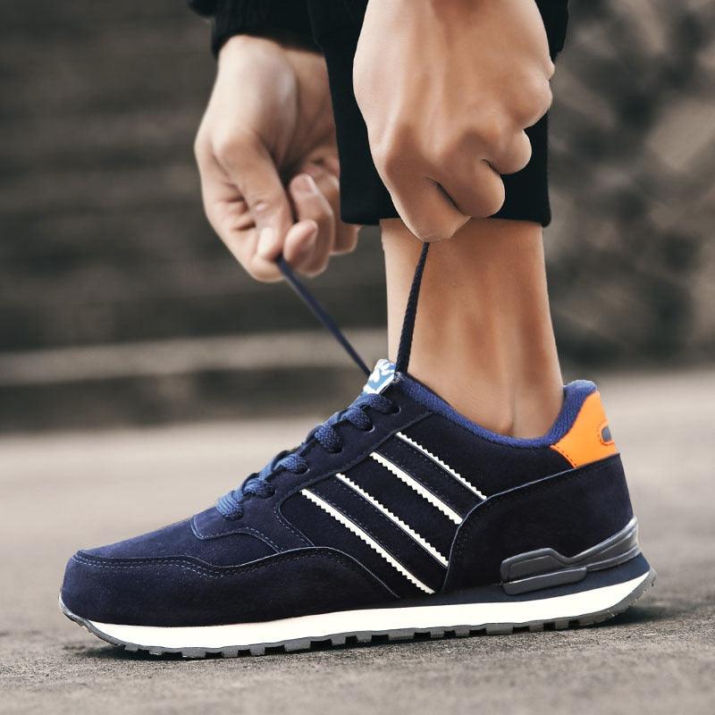 Men's Blue Casual Platform Sneakers Comfortable Faux Leather Flats
