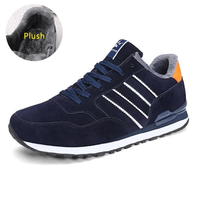 Men's Blue Casual Platform Sneakers Comfortable Faux Leather Flats