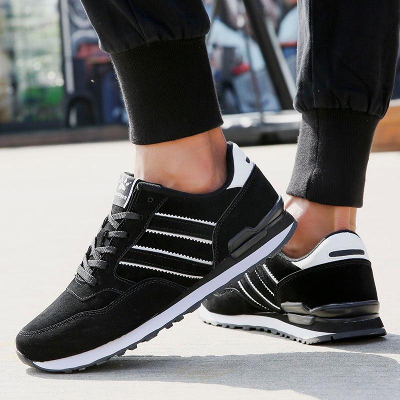Men's Blue Casual Platform Sneakers Comfortable Faux Leather Flats