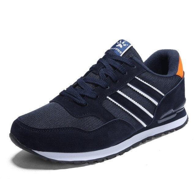Men's Blue Casual Platform Sneakers Comfortable Faux Leather Flats