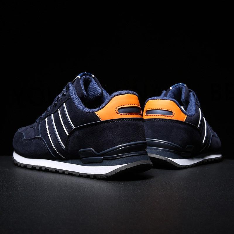 Men's Blue Casual Platform Sneakers Comfortable Faux Leather Flats