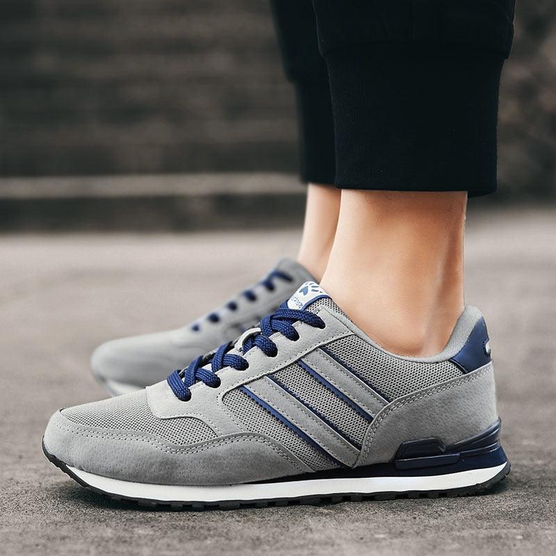 Men's Blue Casual Platform Sneakers Comfortable Faux Leather Flats
