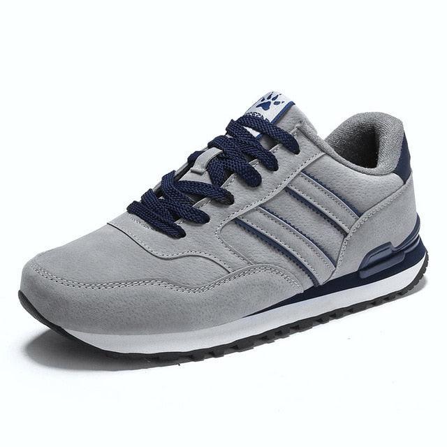 Men's Blue Casual Platform Sneakers Comfortable Faux Leather Flats
