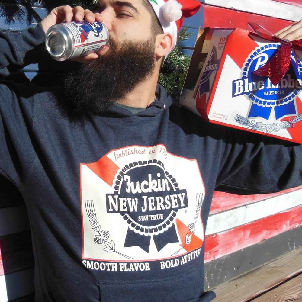 Blue Ribbon Pullover Hooded Sweatshirt - Retro Graphic Beer Hoodie