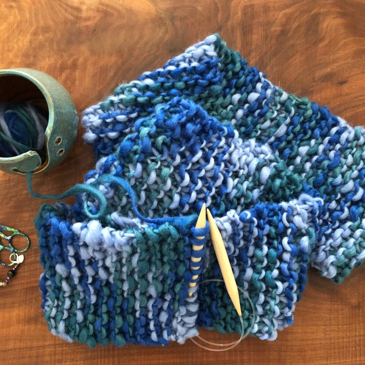 Blue Ridge Blanket Scarf Knitting Kit: DIY Chunky Wool Project