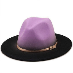 Two-Tone Spray Painted Wool Fedora Hat - Retro Bohemian Style