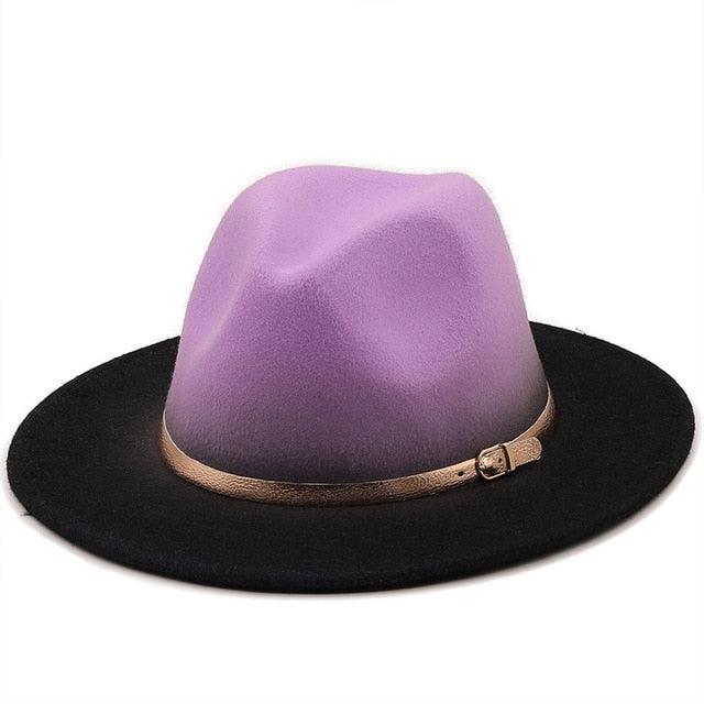 Two-Tone Spray Painted Wool Fedora Hat - Retro Bohemian Style