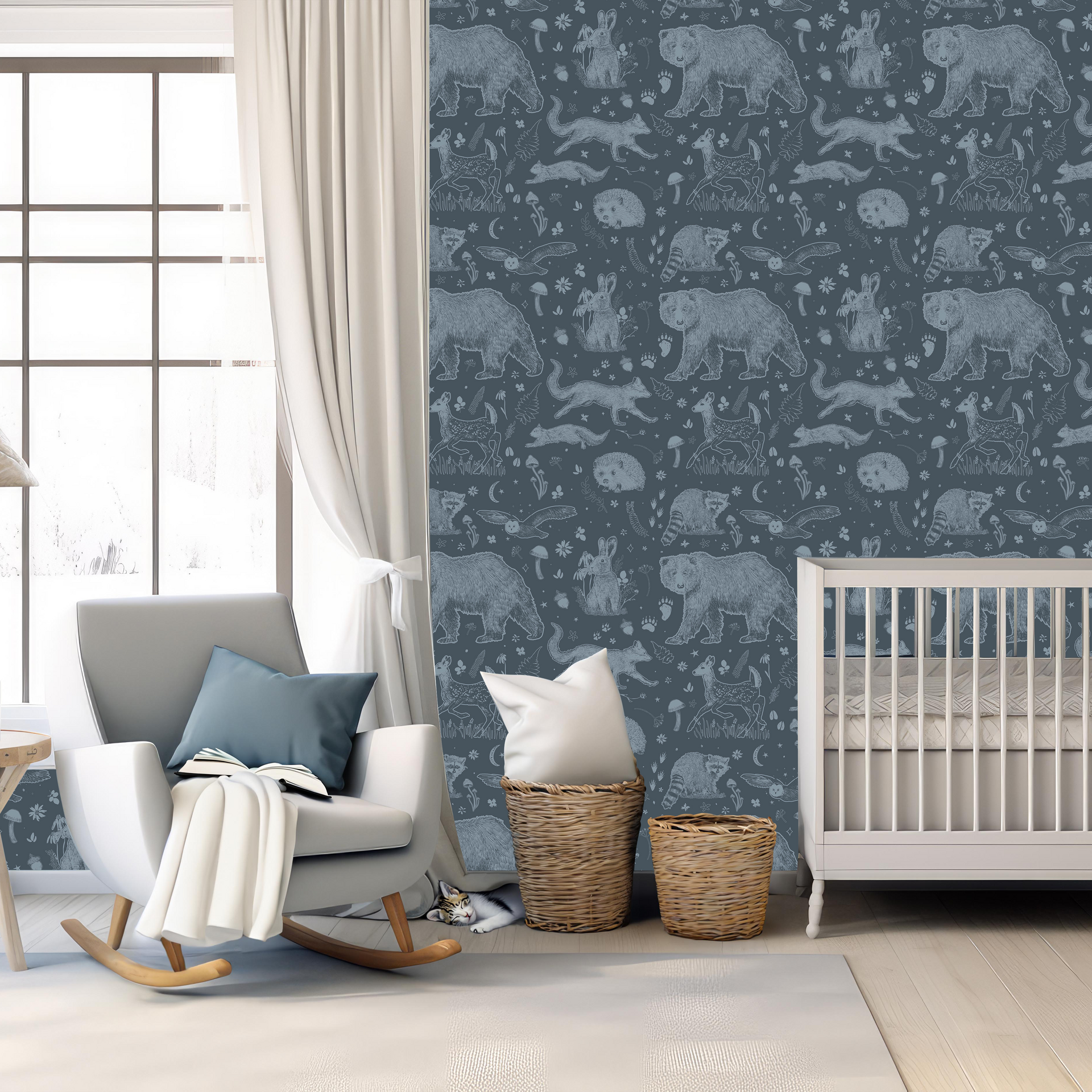 Beckett wallpaper design by Brittany Polatis displayed on a wall