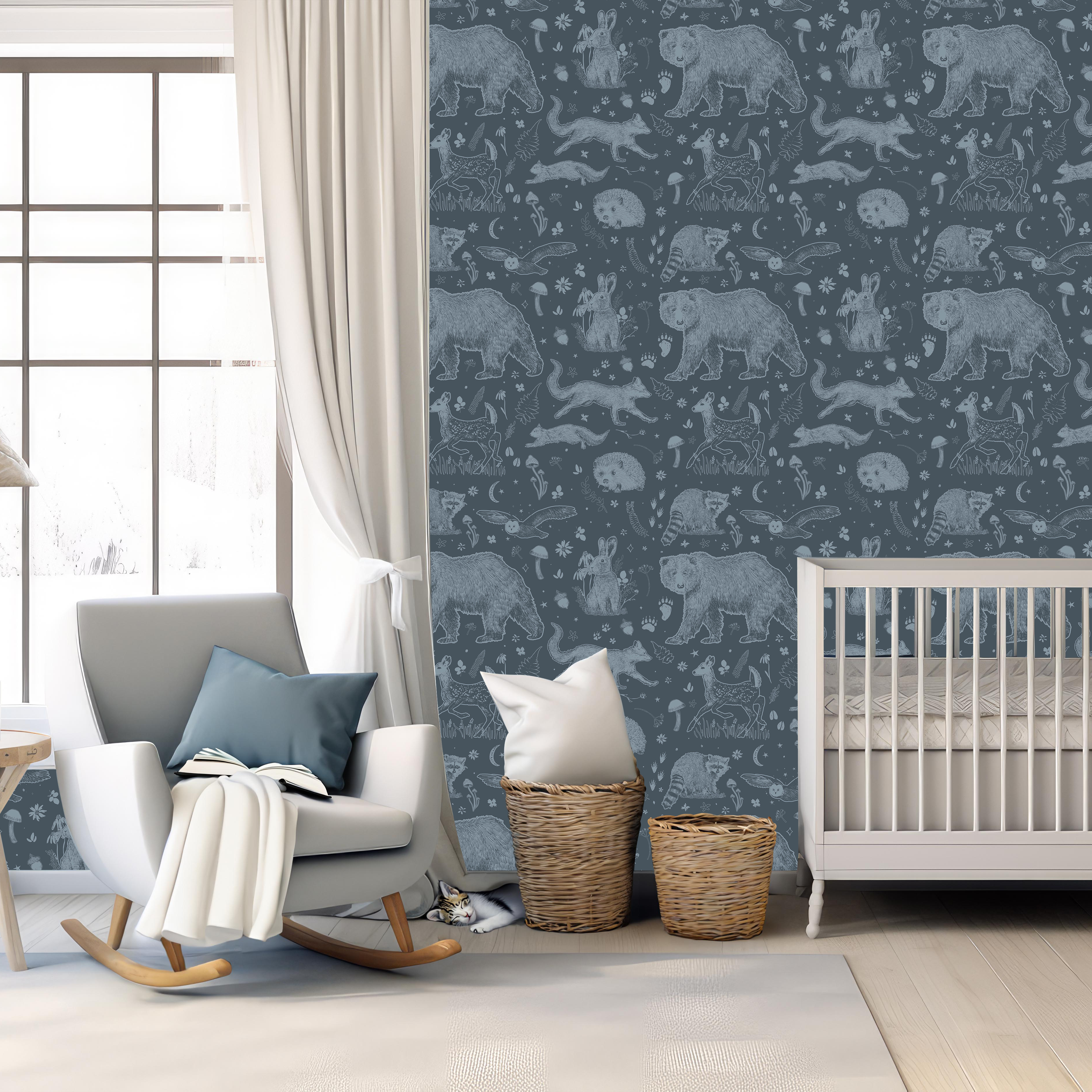Beckett wallpaper design by Brittany Polatis displayed on a wall