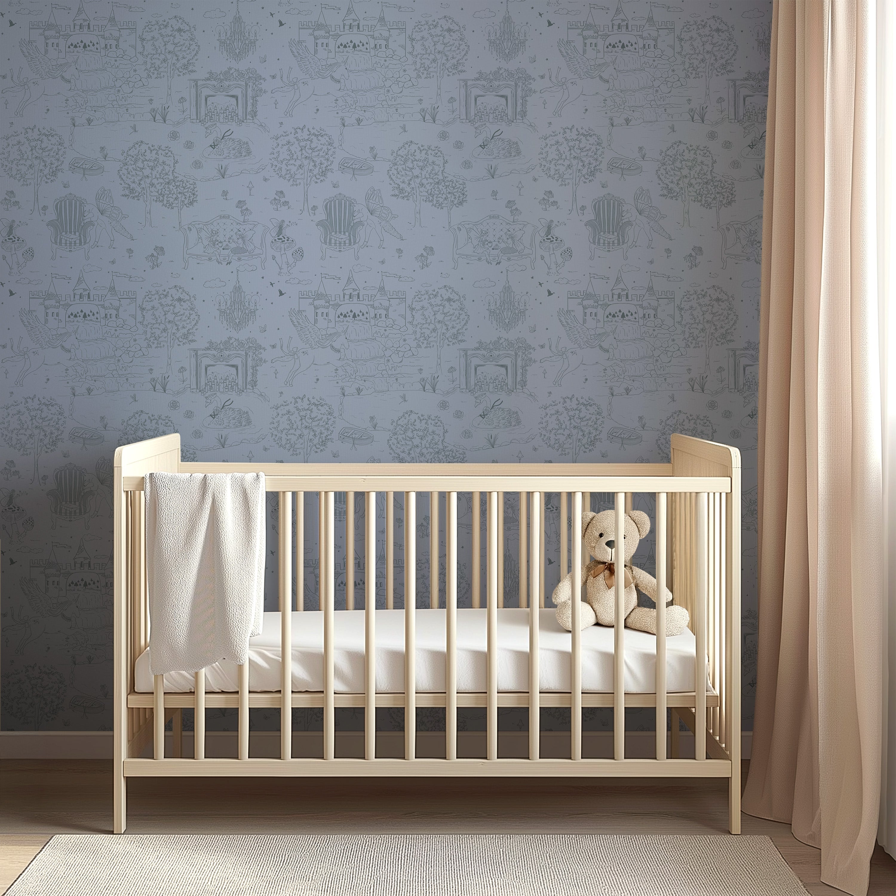 Ginny Whimsical Wallpaper in Pink, Blue, and Green