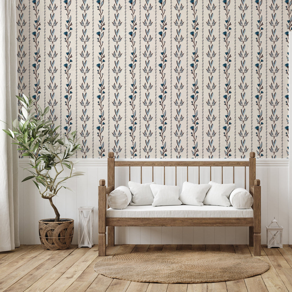 Rooney patterned peel and stick removable wallpaper designed by Ana Goldar
