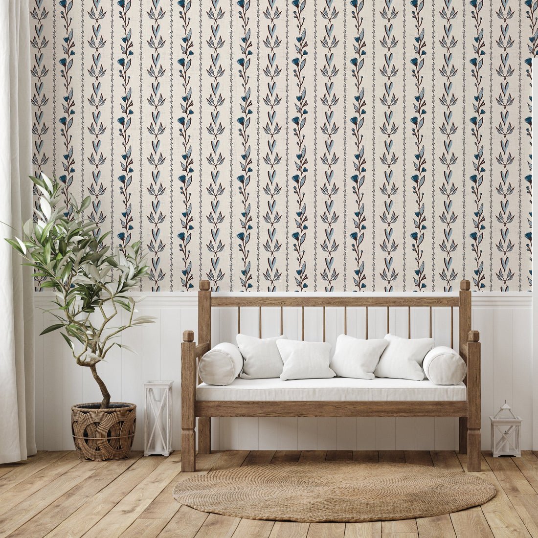 Rooney patterned peel and stick removable wallpaper designed by Ana Goldar