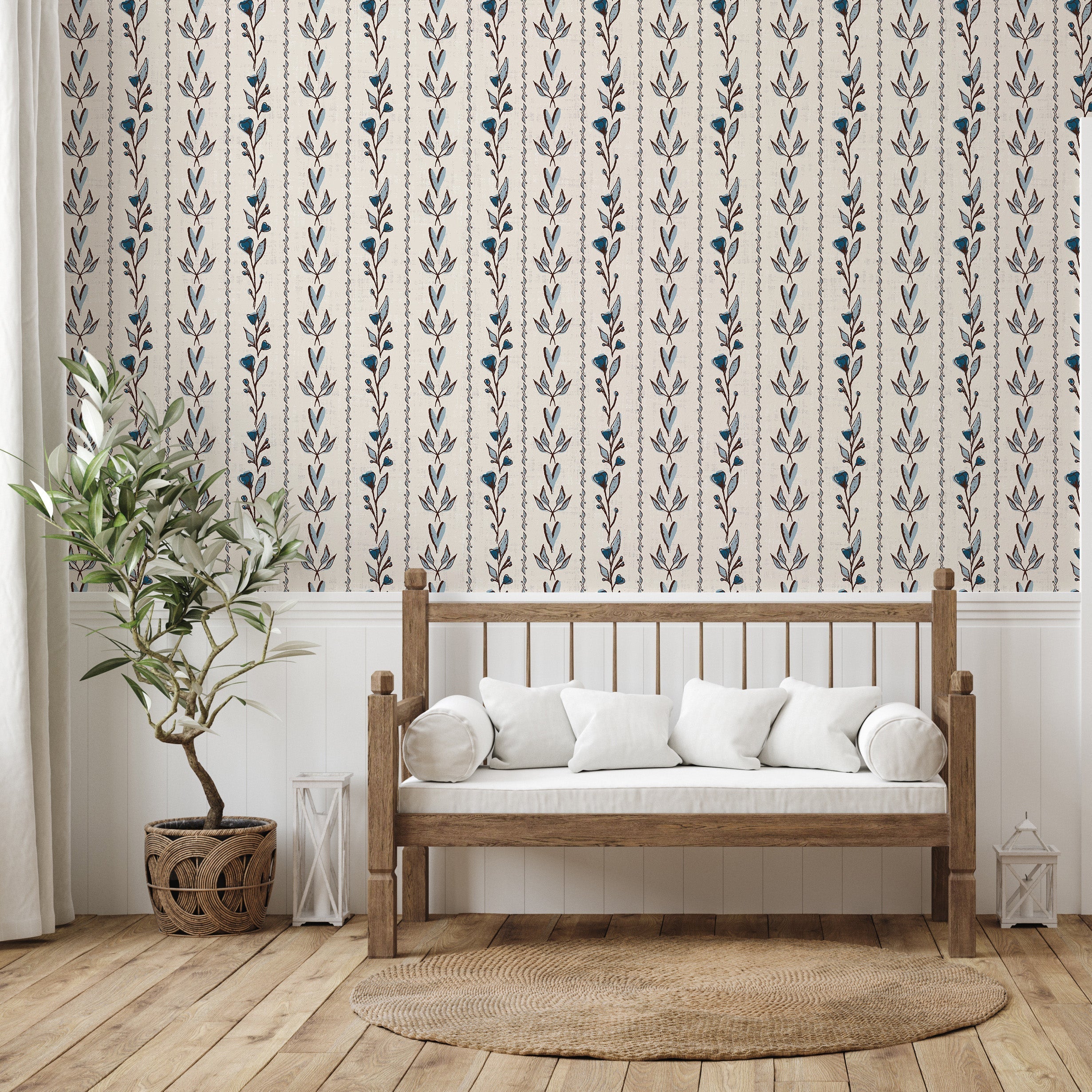 Rooney patterned peel and stick removable wallpaper designed by Ana Goldar