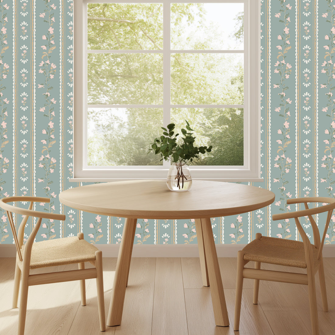 Peri Floral Peel and Stick Wallpaper in Dusty-Rose and Sage-Green