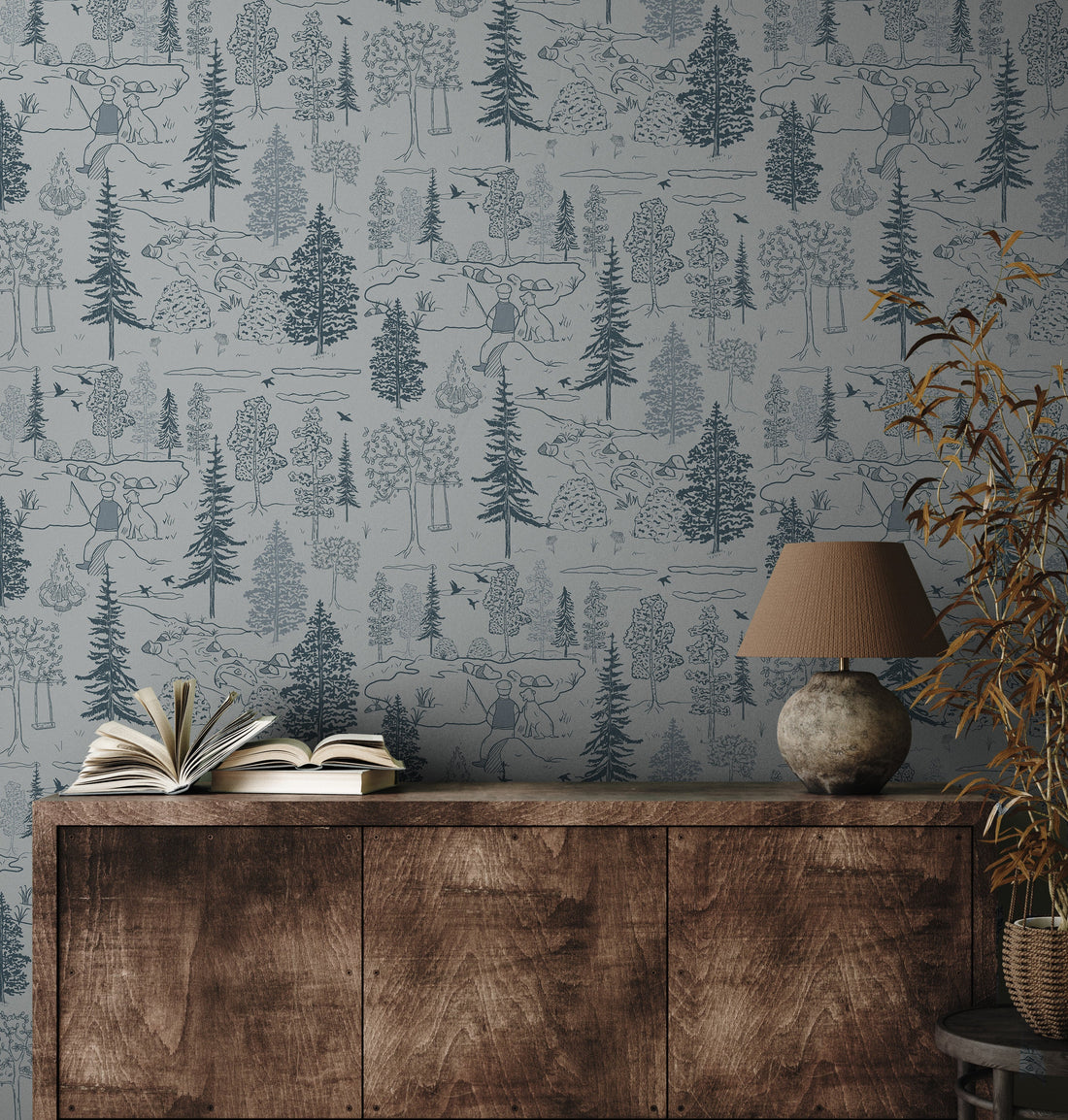 Milton Rustic Lodge-Style Wallpaper Outdoor-Inspired Floral