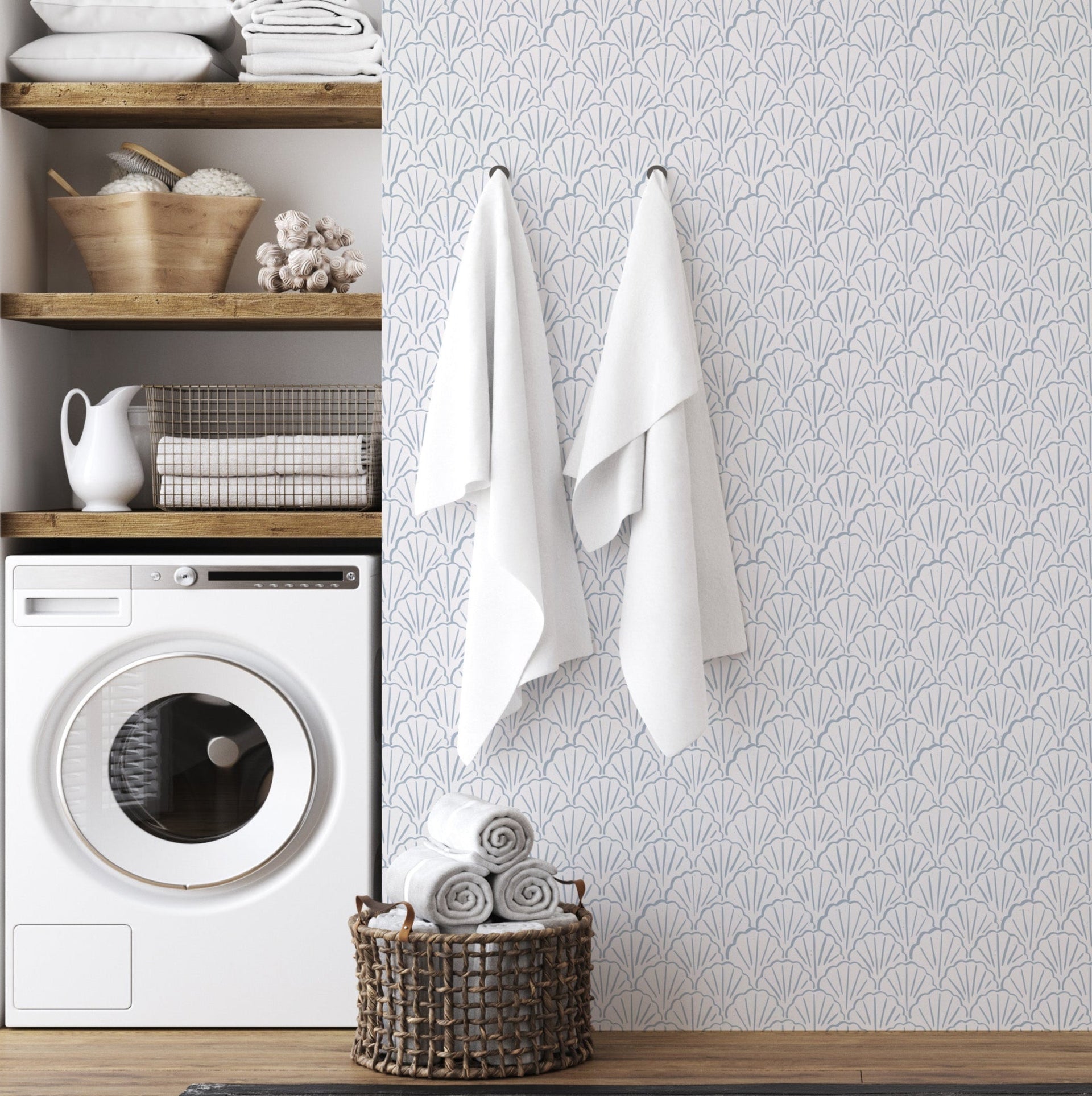 Coralie Geometric Wallpaper, Coastal Minimalist Wall Decor
