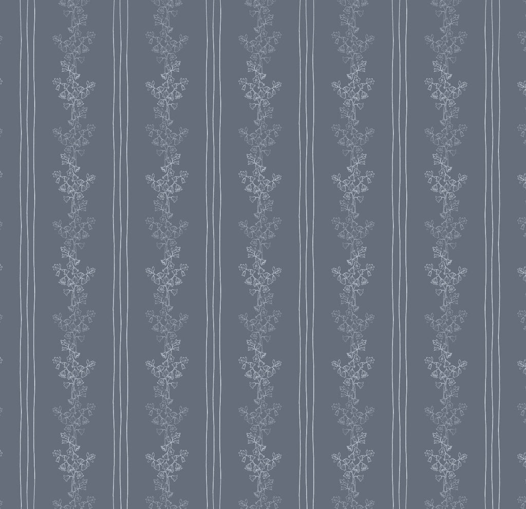 Janie Floral Wallpaper in Blue, White, Charcoal, and Cream