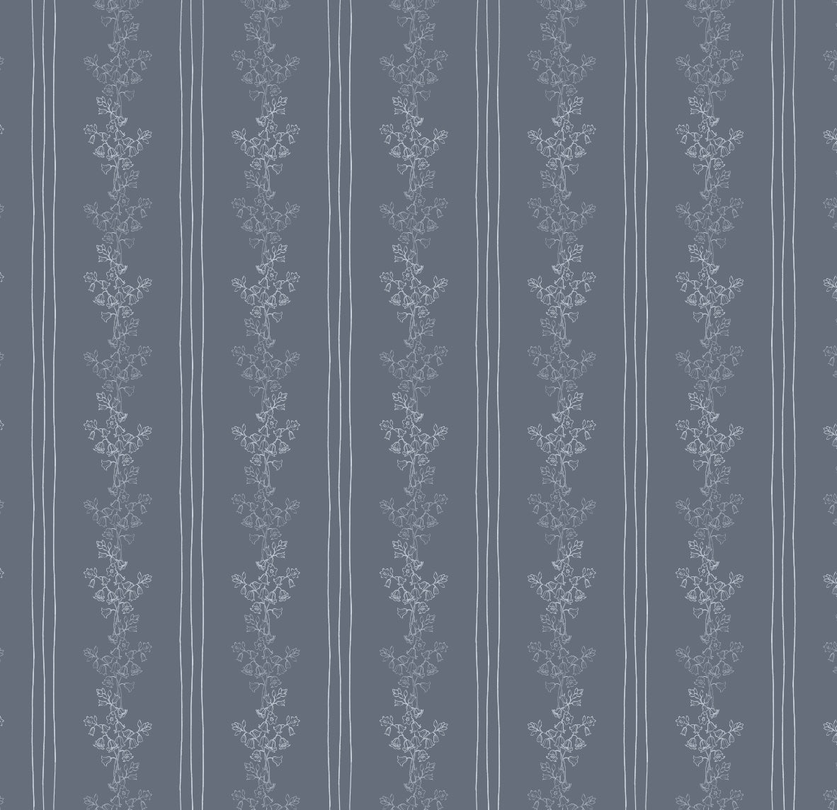 Janie Floral Wallpaper in Blue, White, Charcoal, and Cream