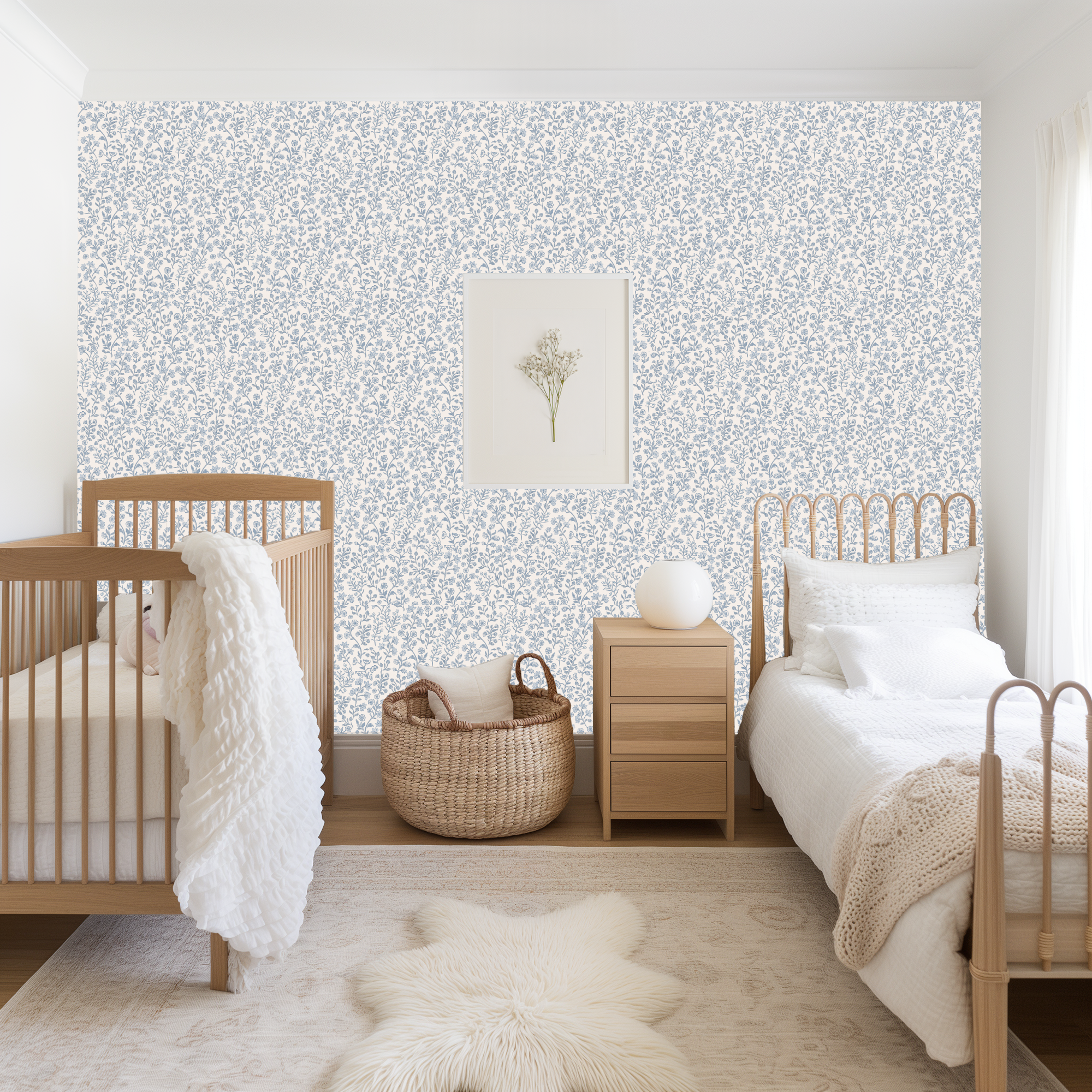 Penelope Floral Removable Wallpaper, Pink, White, and Cream