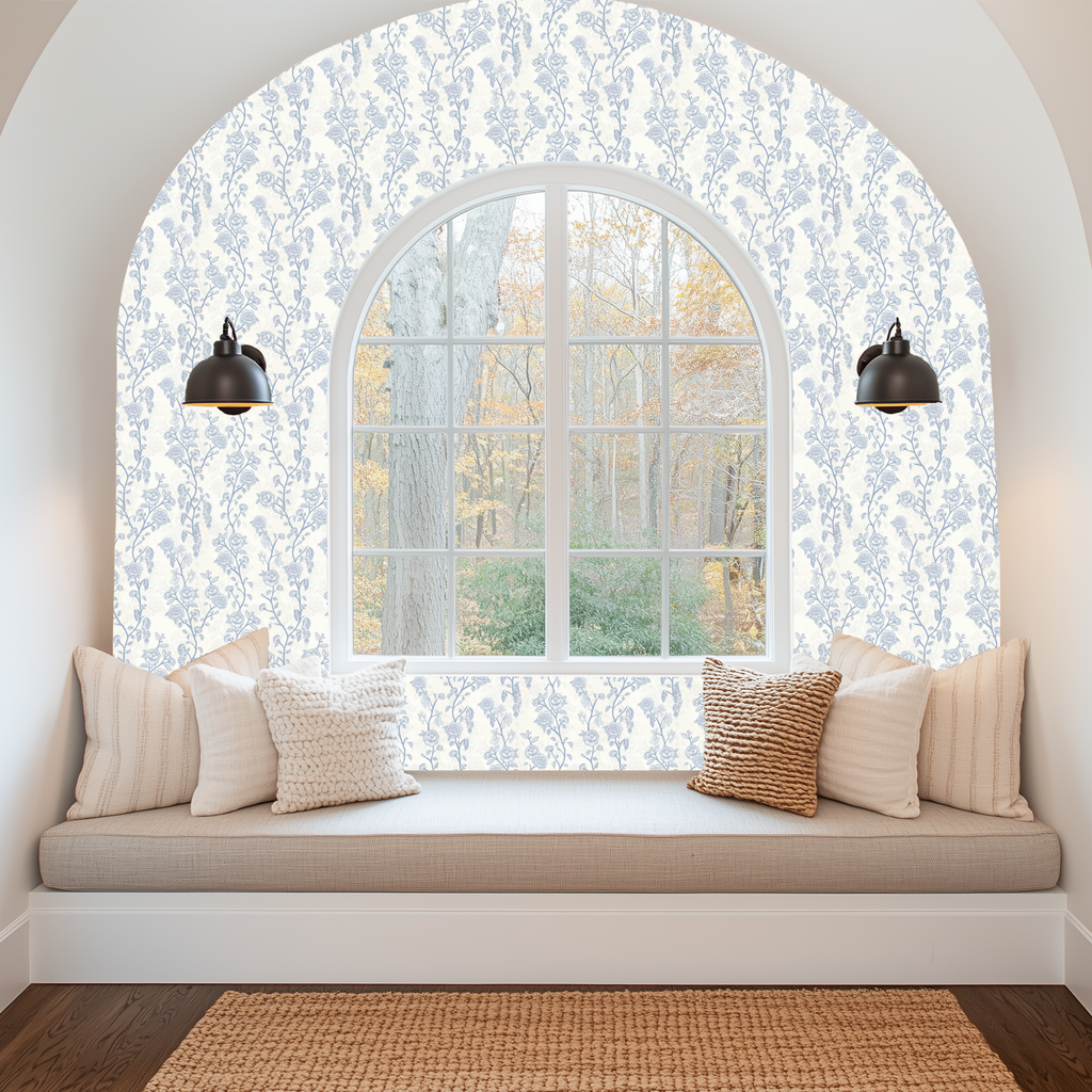 Marina Floral Removable Wallpaper in Sage-Green and Blush-Pink