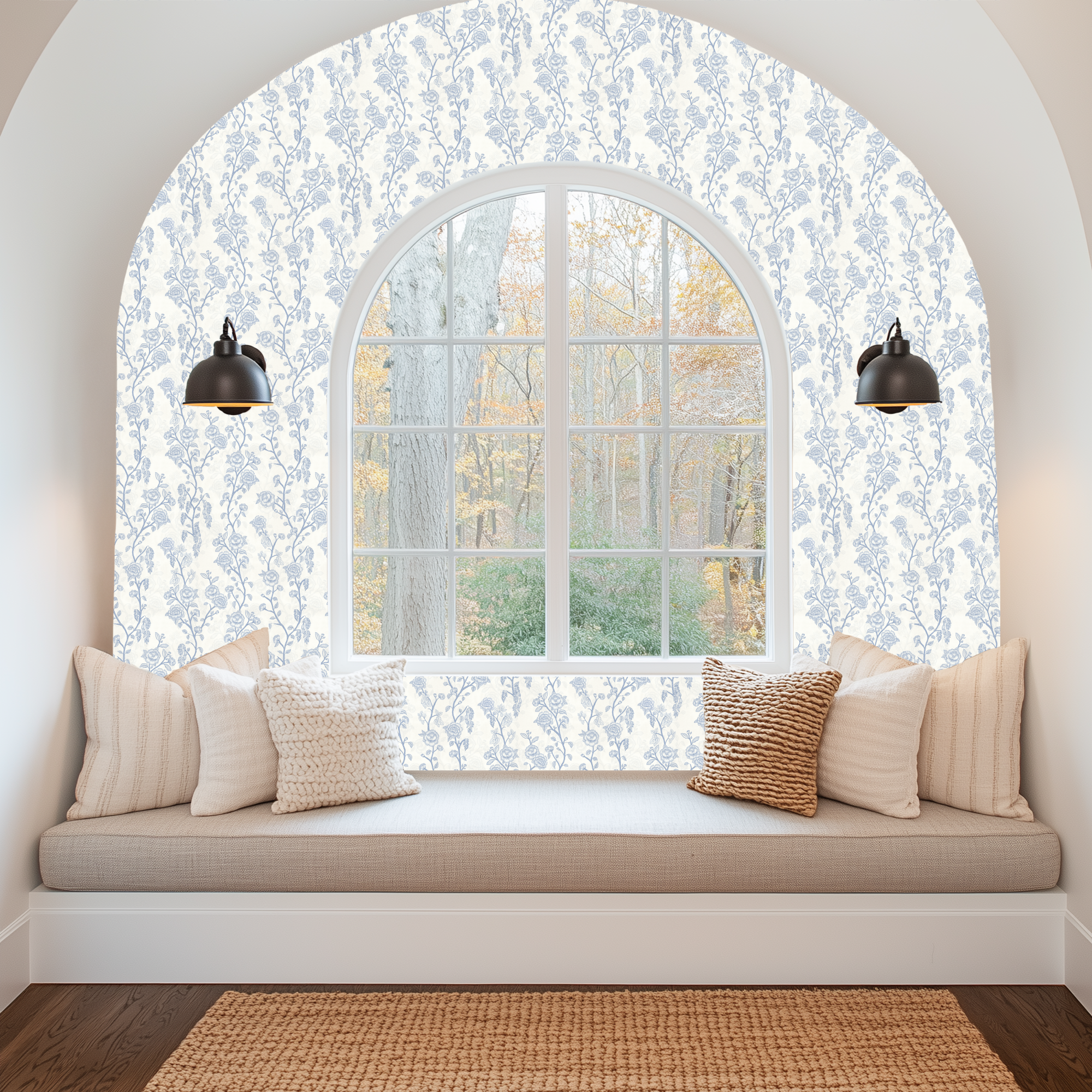 Marina Floral Removable Wallpaper in Sage-Green and Blush-Pink