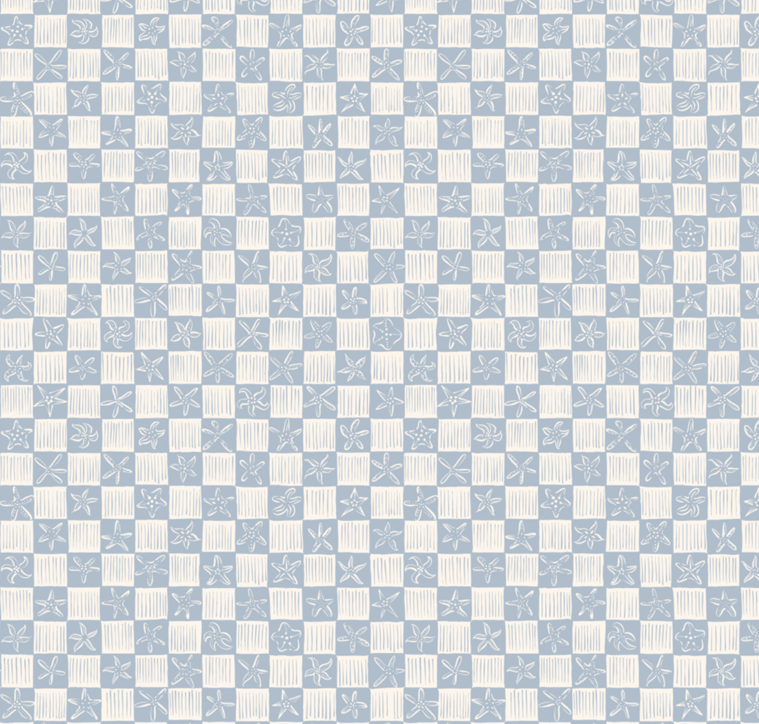 Shellie Geometric Wallpaper, Blue and White Coastal Minimalist Decor