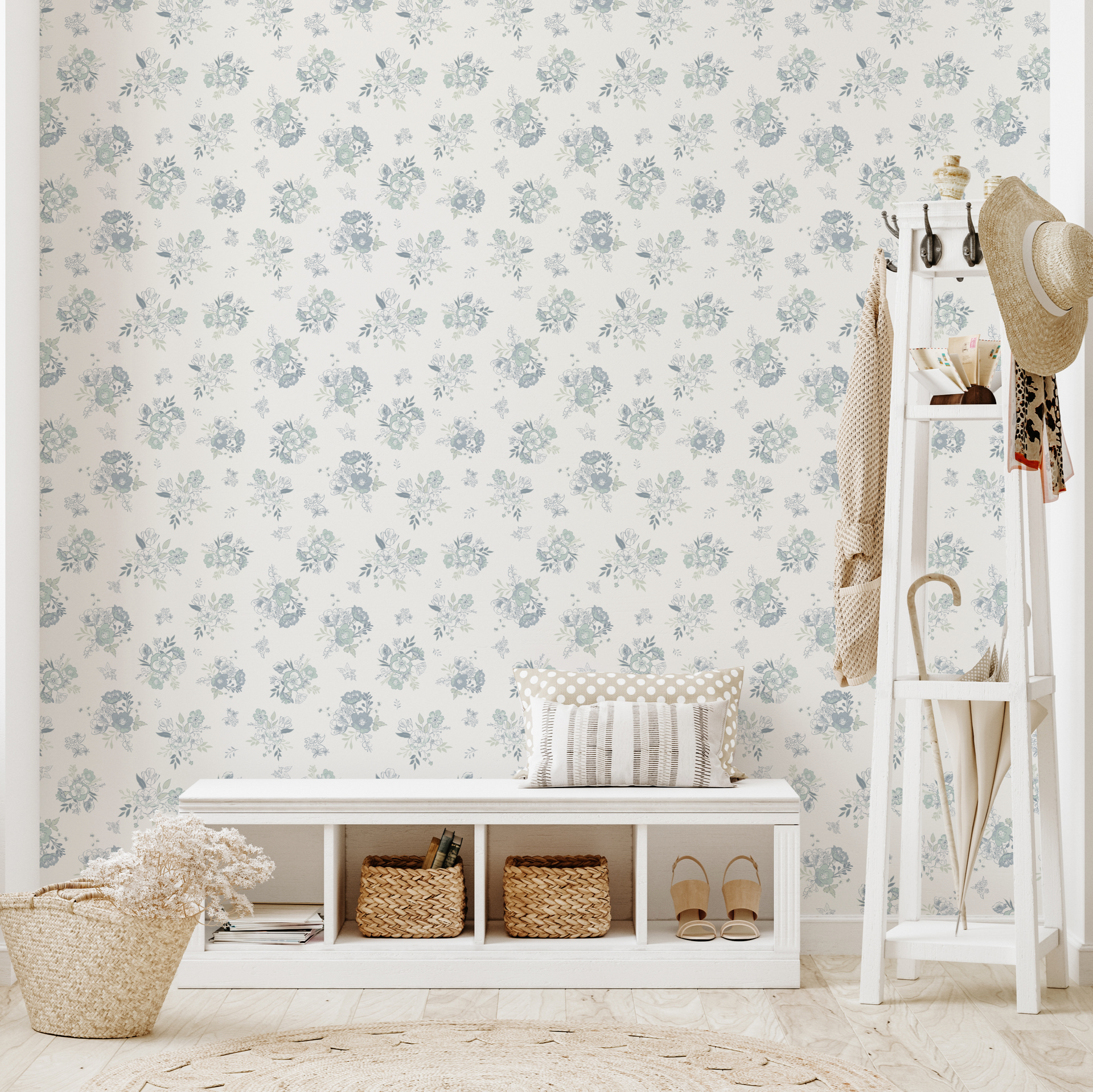 Felice pattern removable wallpaper by Trisha Patel on a home accent wall