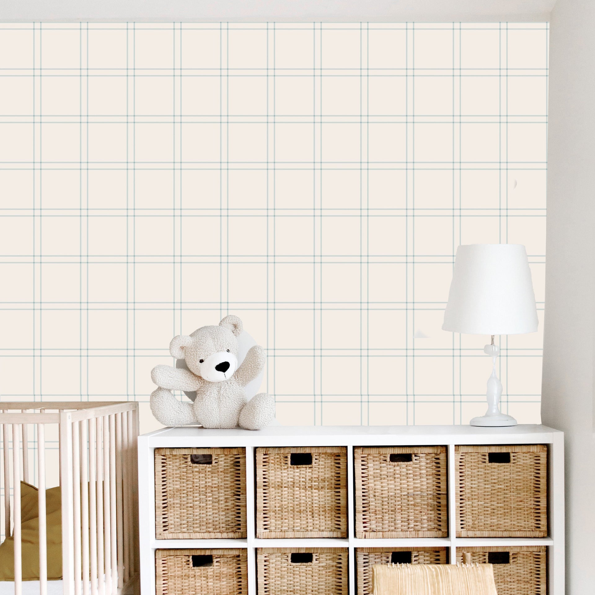 Lyle Plaid Removable Wallpaper - Minimalist Blue & White