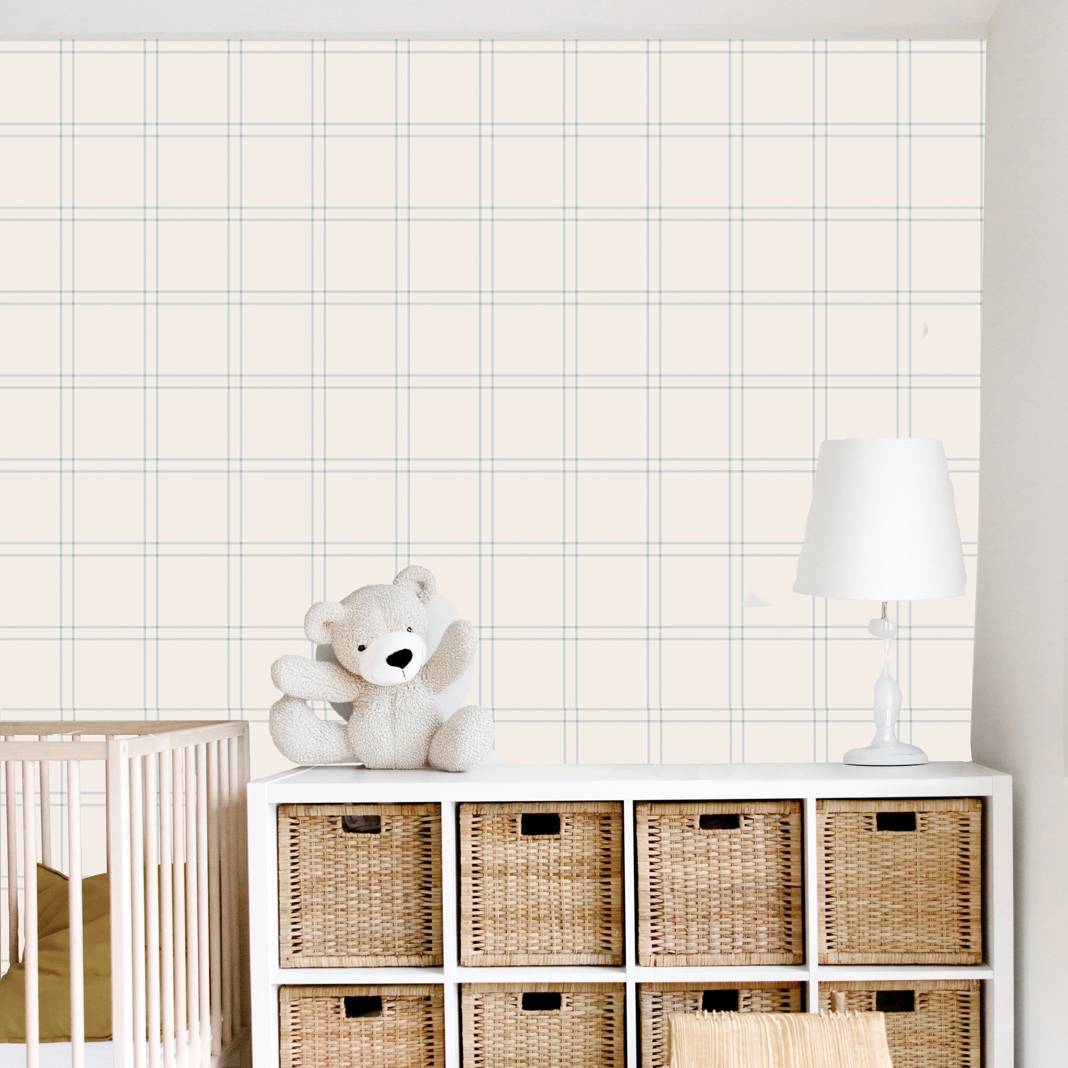 Lyle Plaid Removable Wallpaper - Minimalist Blue & White