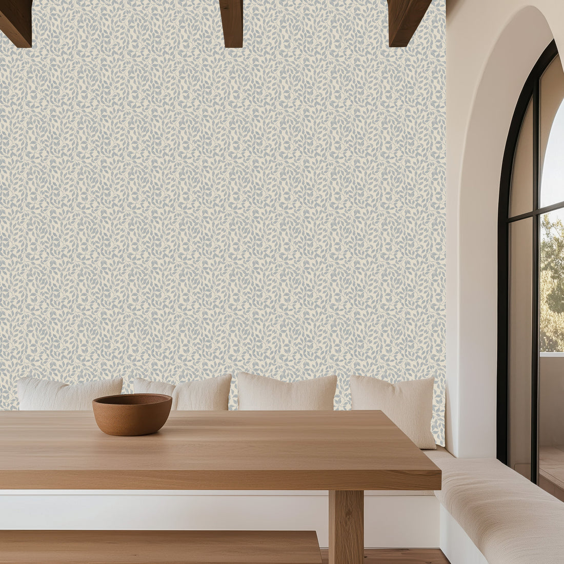 Waylon Floral Wallpaper in Green, Cream and Grey