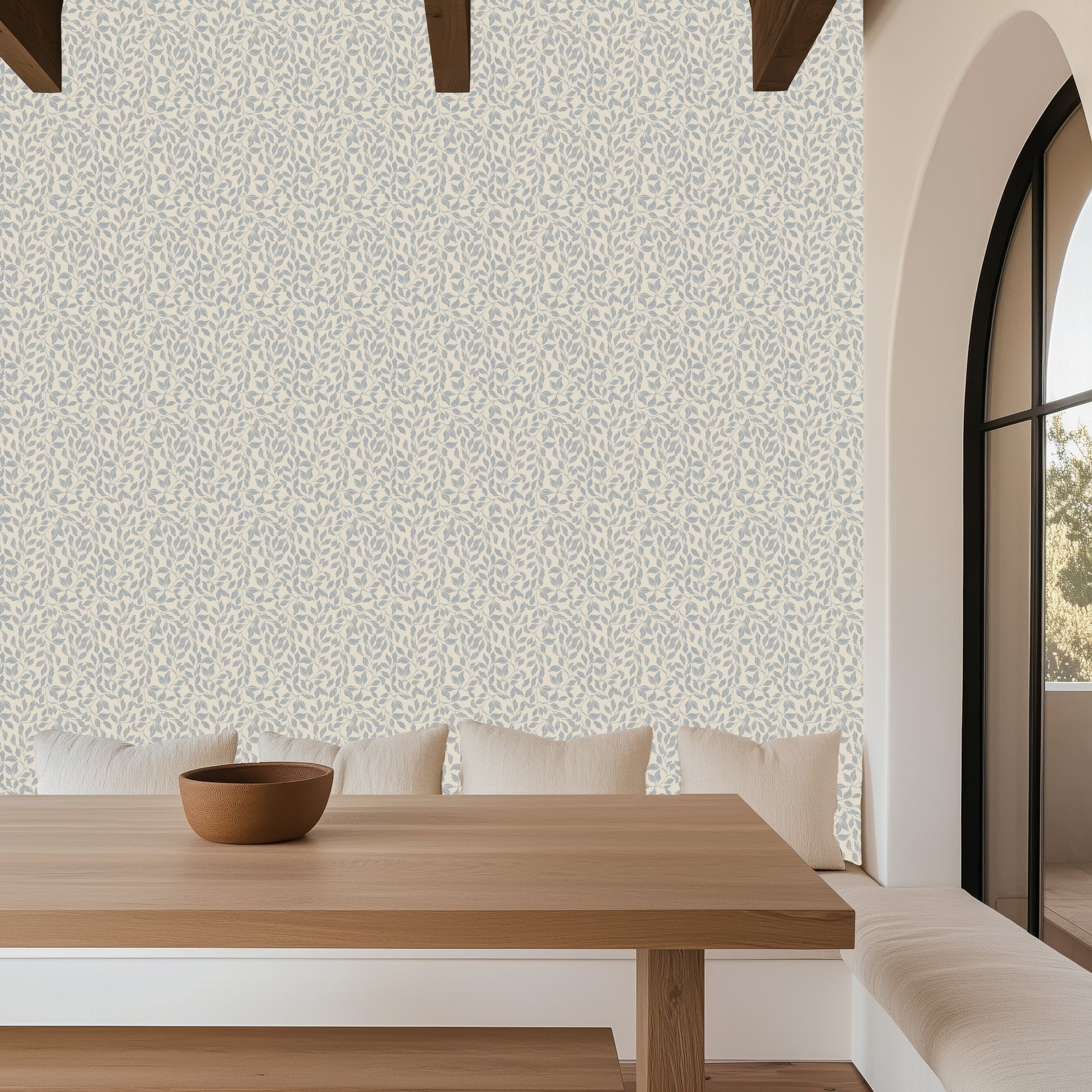 Waylon Floral Wallpaper in Green, Cream and Grey