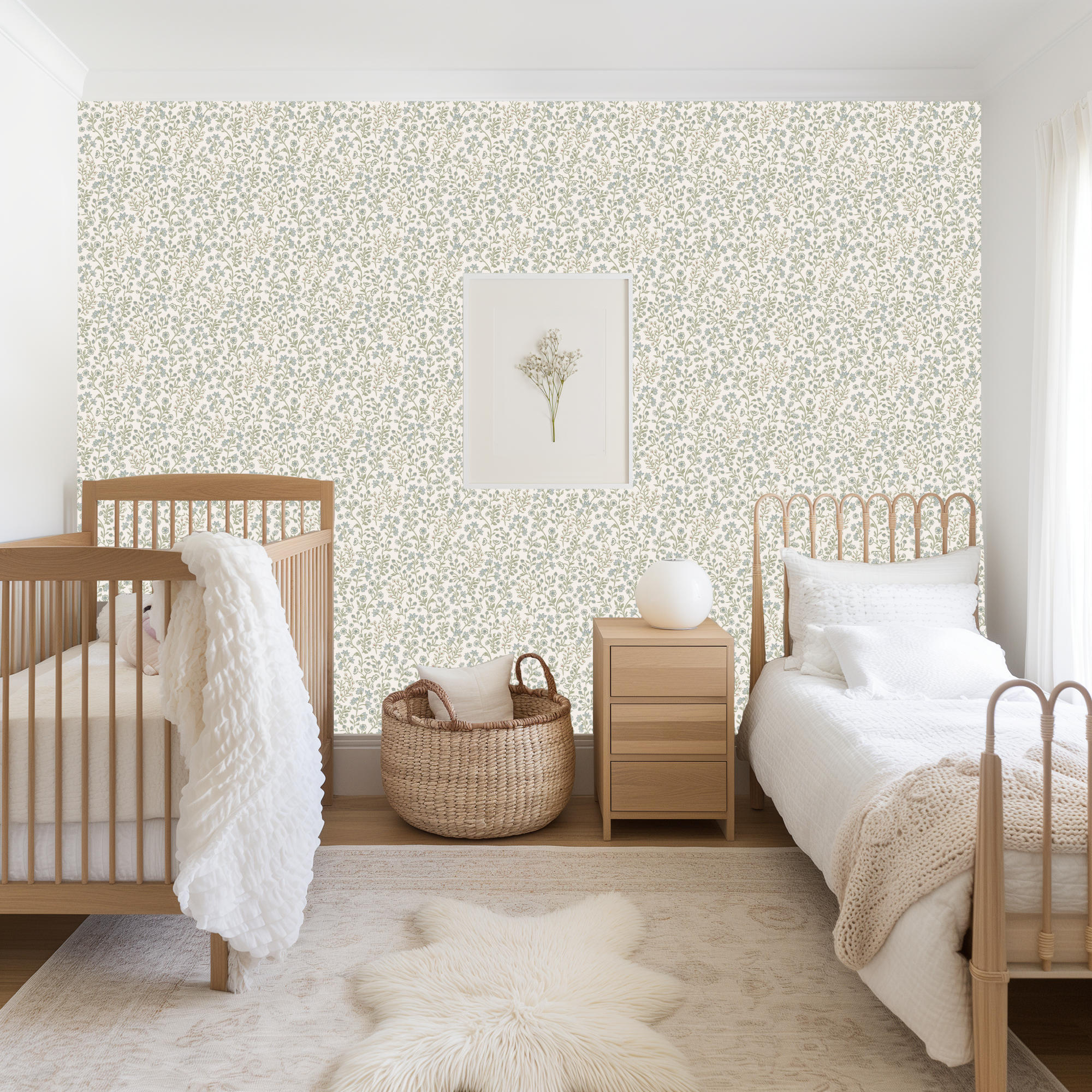Penelope Floral Removable Wallpaper, Pink, White, and Cream