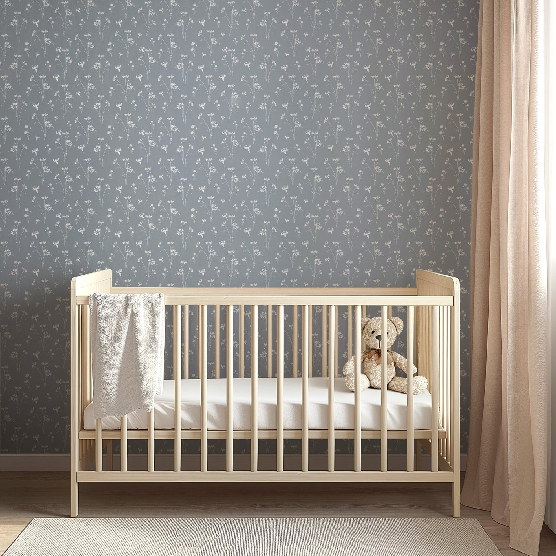 Madison Floral Dusty-Rose and White Removable Wallpaper