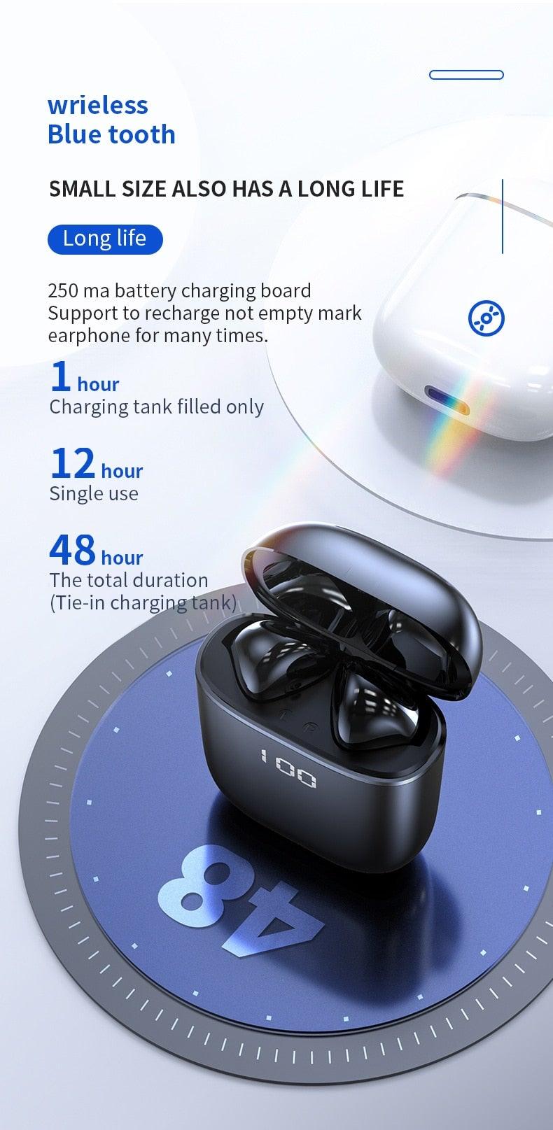 Bluetooth 5.0 Wireless Earbuds with LED Charging Case, 9D Stereo