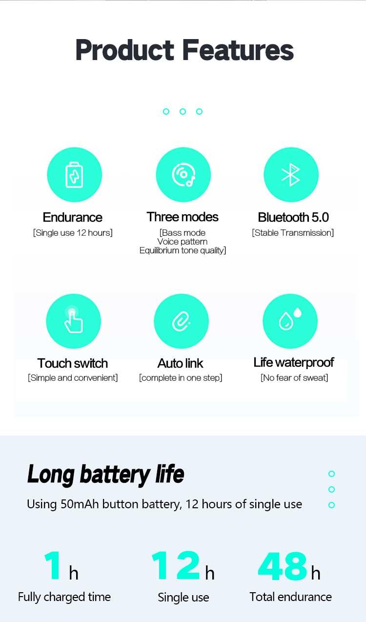 Bluetooth 5.0 Wireless Earbuds with LED Charging Case, 9D Stereo