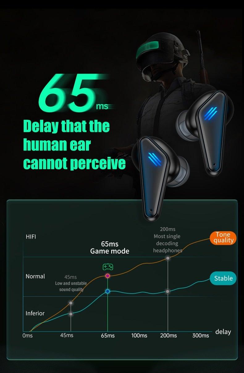 Black Bluetooth 5.0 Wireless Sports Earbuds with Mic