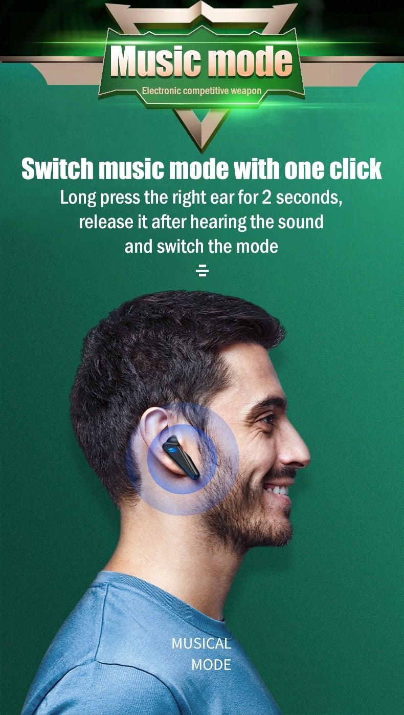 Black Bluetooth 5.0 Wireless Sports Earbuds with Mic