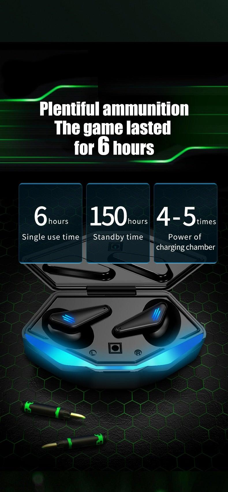 Black Bluetooth 5.0 Wireless Sports Earbuds with Mic